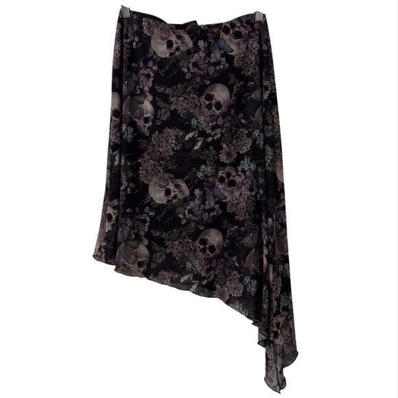 Thorn and Fable Skirt Small Purple Mesh Skull Floral Print Whimsigoth Grunge - Picture 1 of 4